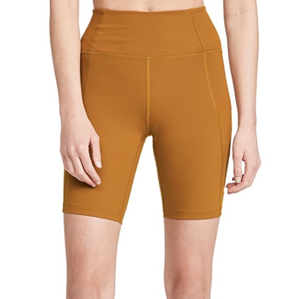 GIRLFRIEND COLLECTIVE NWT HIGH RISE BIKE SHORTS SADDLE BROWN EXTRA SMALL